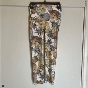 Emily Hsu Designs Pineapple Print Leggings - Brown and Gray size Medium